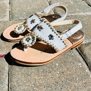 Toddler girls miss jacks size 11 jack rogers velcro white leather flower sandals